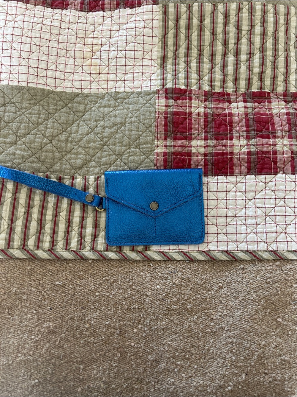 Portland Leather Metallic Blue Wristlet Clutch